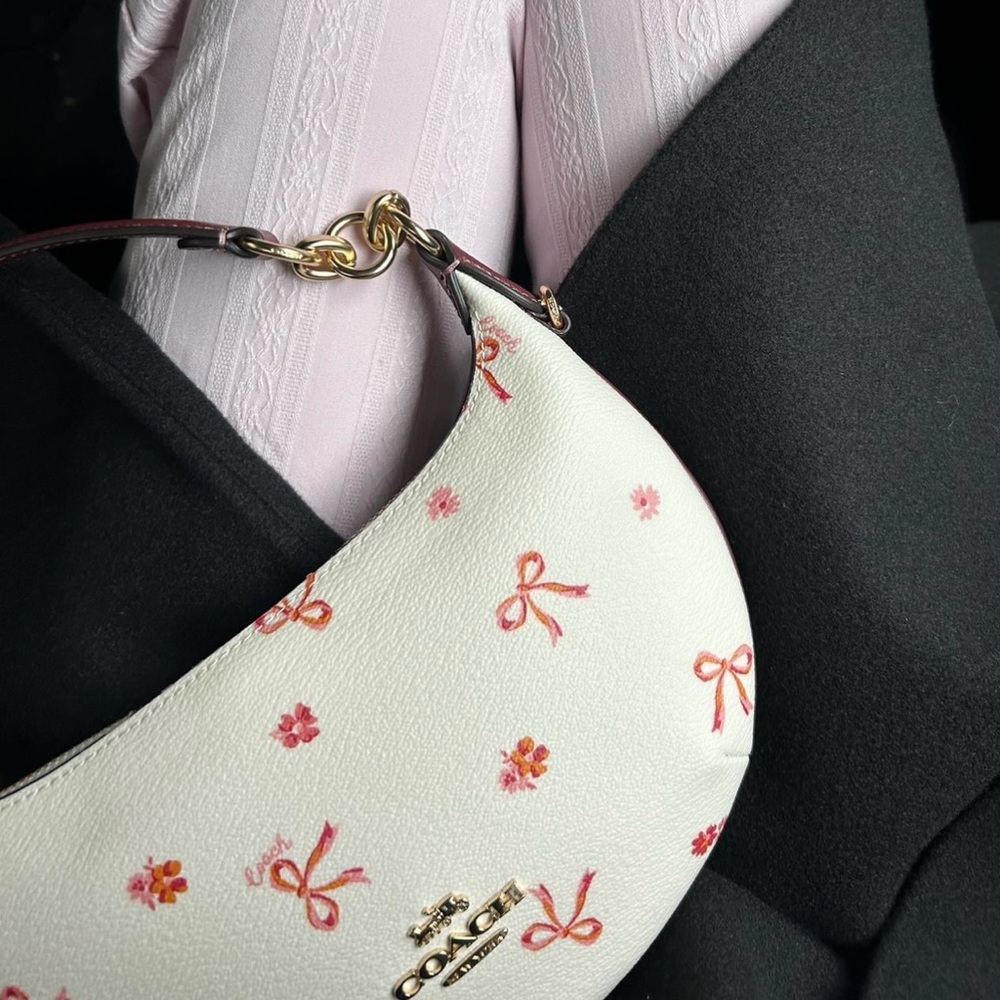 Coach White and Pink Floral Shoulder Bag